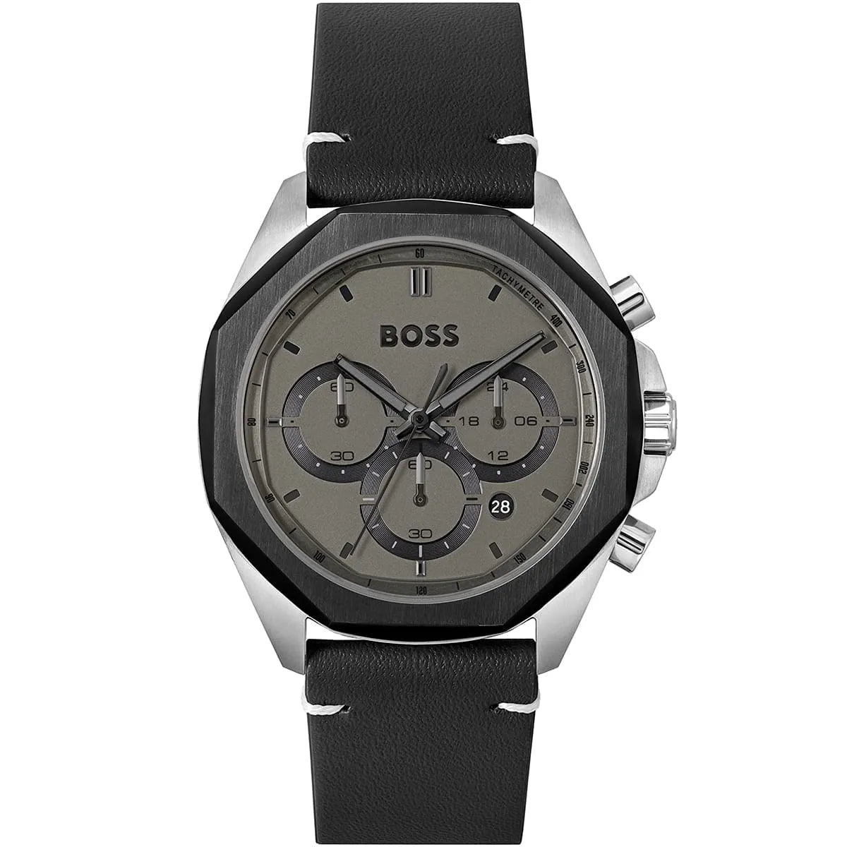 Hugo Boss Cloud 1514014 Men's Grey Dial Watch Black Leather