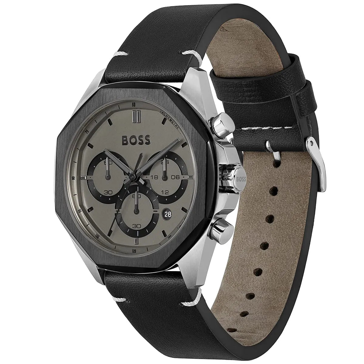 Hugo Boss Cloud 1514014 Men's Grey Dial Watch Black Leather
