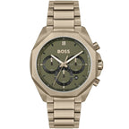 Hugo Boss Cloud 1514019 Men's Beige Gold Steel Watch with Olive Green Dial