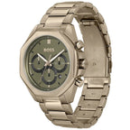 Hugo Boss Cloud 1514019 Men's Beige Gold Steel Watch with Olive Green Dial