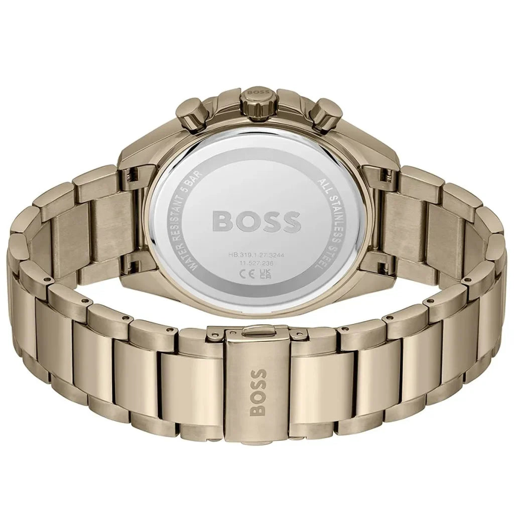 Hugo Boss Cloud 1514019 Men's Beige Gold Steel Watch with Olive Green Dial