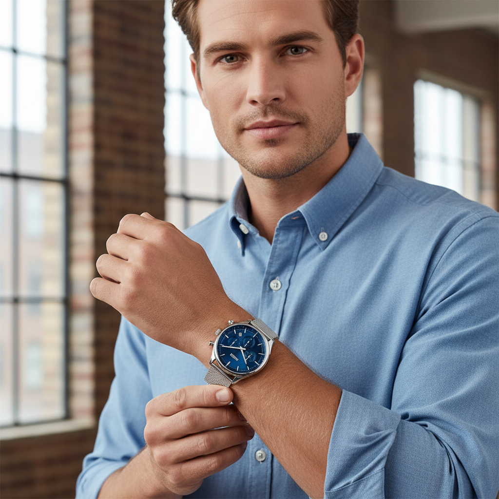 Hugo Boss Gregor 1514052 Men's Silver Steel Mesh Watch with Blue Dial