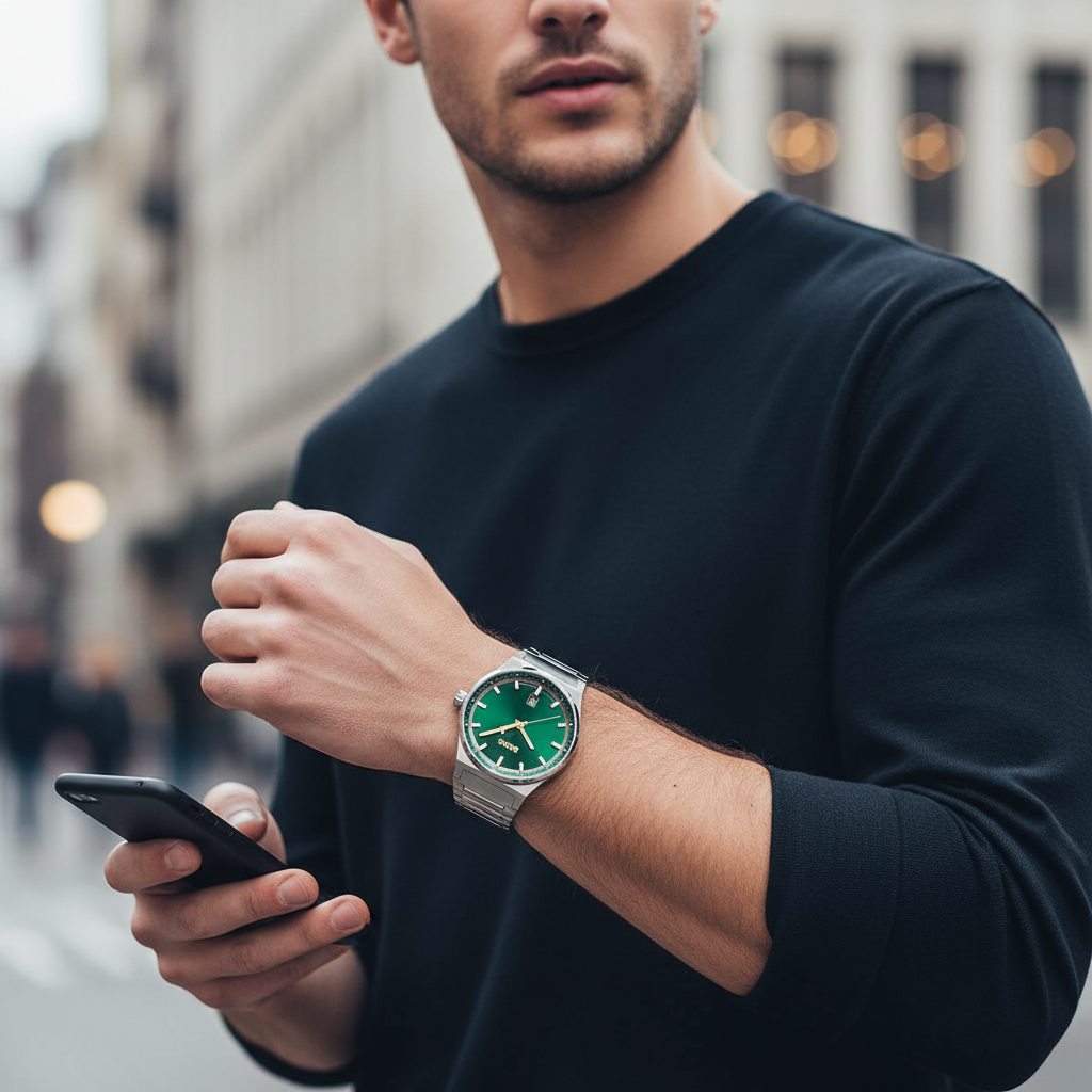 Hugo Boss Candor 1514079 Men's Silver Steel Watch with Green Dial