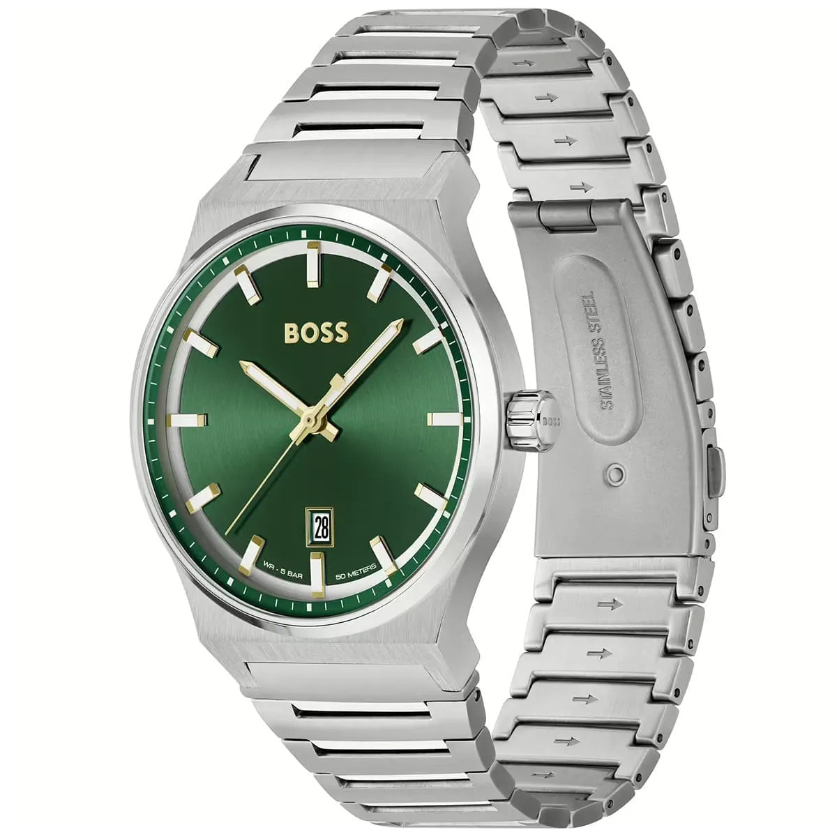 Hugo Boss Candor 1514079 Men's Silver Steel Watch with Green Dial