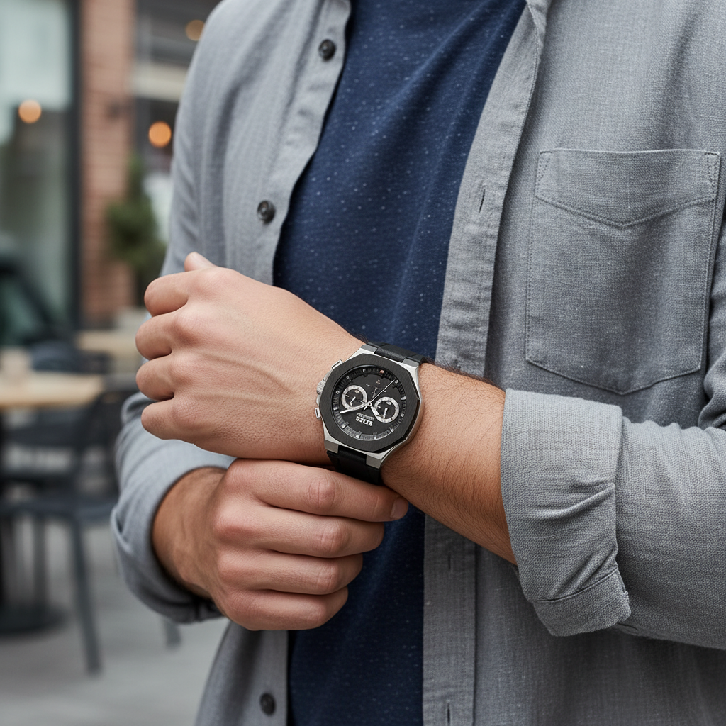 Hugo Boss Taper 1514085 Men's Silver Steel Watch with Black Rubber Strap