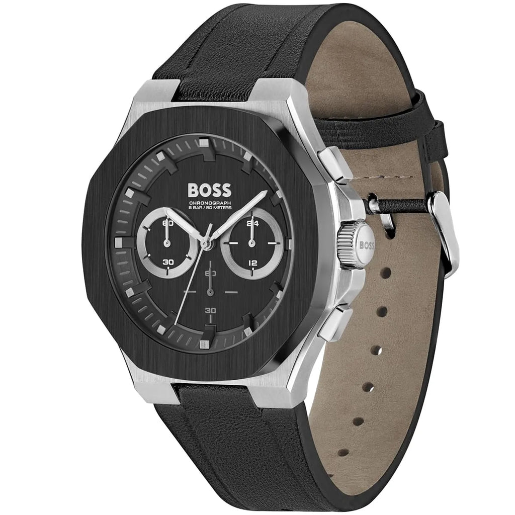 Hugo Boss Taper 1514085 Men's Silver Steel Watch with Black Rubber Strap