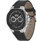 Hugo Boss Taper 1514085 Men's Silver Steel Watch with Black Rubber Strap