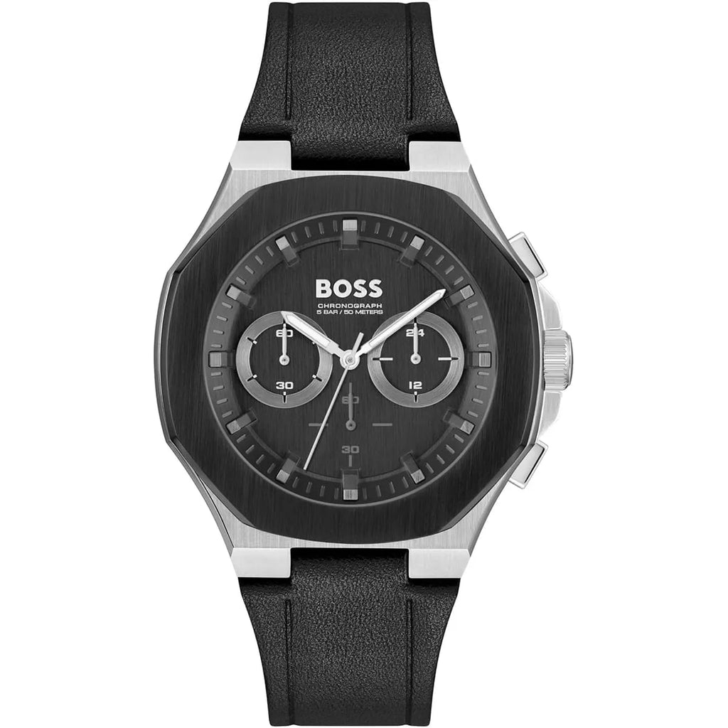 Hugo Boss Taper 1514085 Men's Silver Steel Watch with Black Rubber Strap