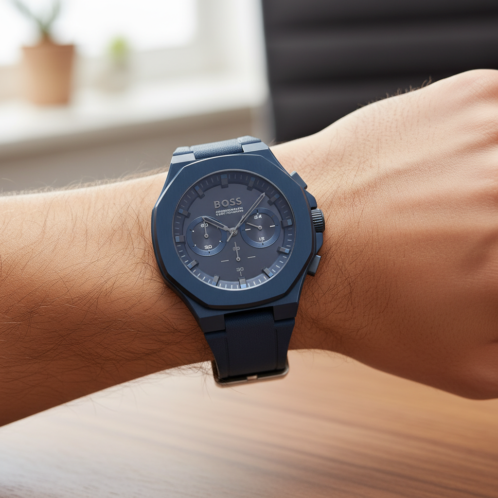 Hugo Boss Taper 1514086 Men's Blue Steel Watch with Blue Leather Strap