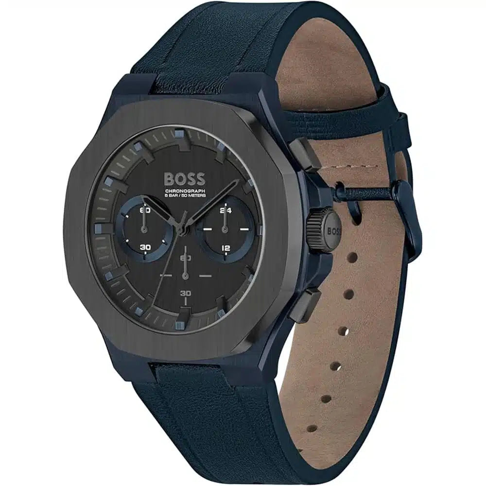 Hugo Boss Taper 1514086 Men's Blue Steel Watch with Blue Leather Strap