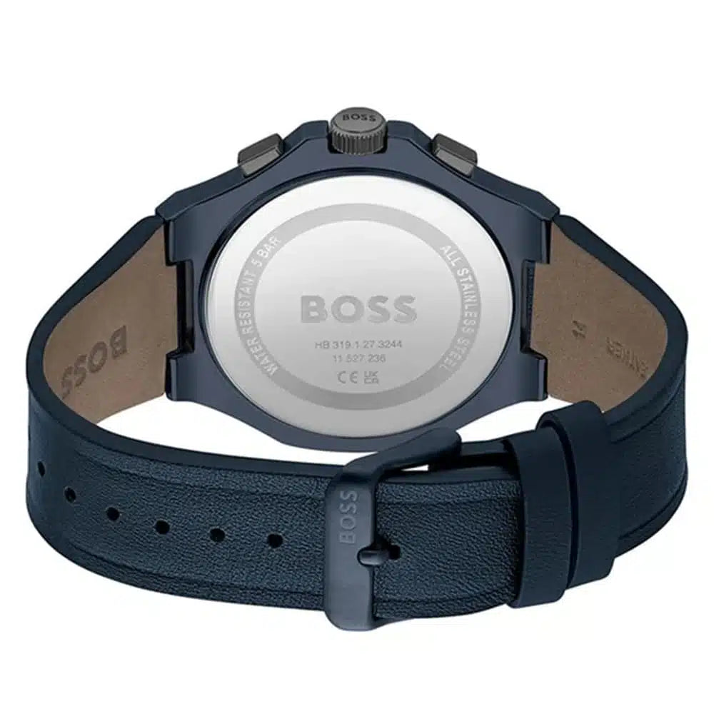 Hugo Boss Taper 1514086 Men's Blue Steel Watch with Blue Leather Strap