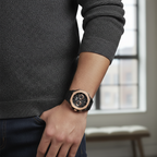 Hugo Boss Taper 1514089 Men's Black & Rose Gold Watch with Leather Strap