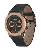 Hugo Boss Taper 1514089 Men's Black & Rose Gold Watch with Leather Strap