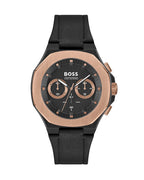 Hugo Boss Taper 1514089 Men's Black & Rose Gold Watch with Leather Strap