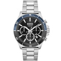 Hugo Boss Troper 1514101 Men's Silver Steel Watch with Blue & Black Bezel