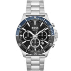 Hugo Boss Troper 1514101 Men's Silver Steel Watch with Blue & Black Bezel