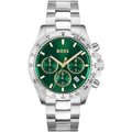 Hugo Boss Hero 1514217 Men's Silver Steel Watch with Green Dial & Gold Accents