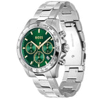 Hugo Boss Hero 1514217 Men's Silver Steel Watch with Green Dial & Gold Accents