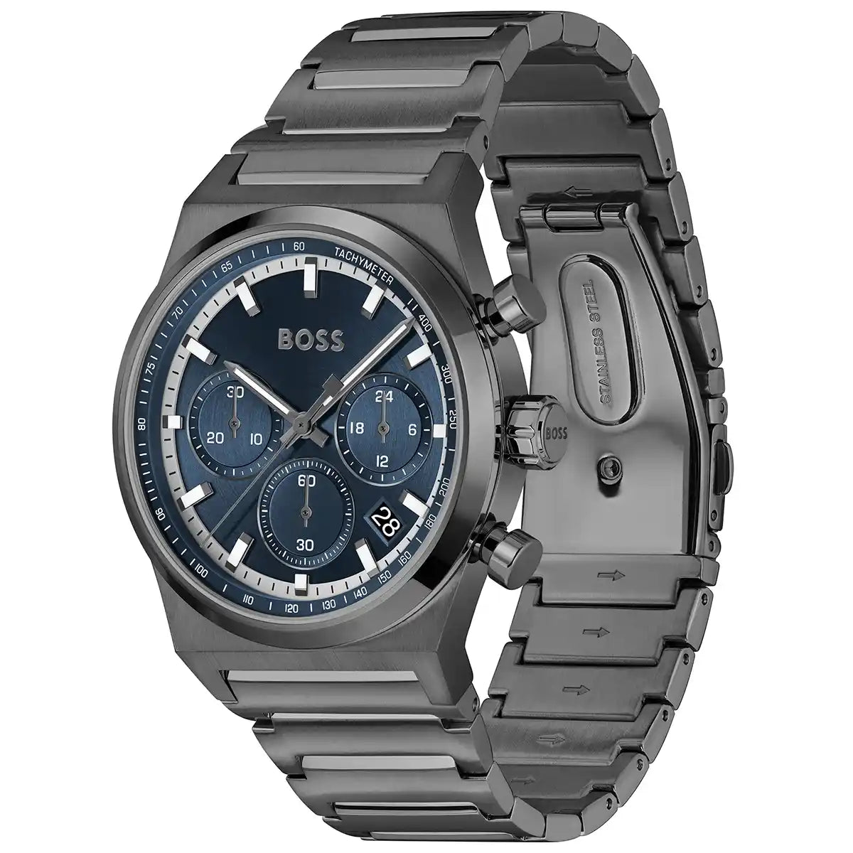 Hugo Boss Candor 1514223 Men's Grey Steel Watch with Blue Dial