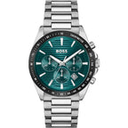 Hugo Boss Strike 1792156 Men's Silver Steel Watch with Textured Green Dial