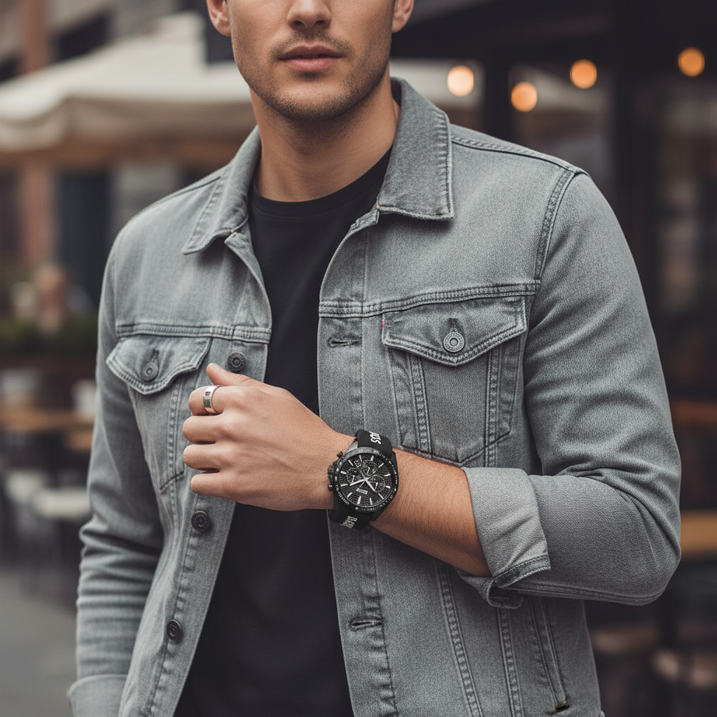 Hugo Boss Strike 1514289 Men's All-Black Watch with Logo Rubber Strap