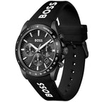 Hugo Boss Strike 1514289 Men's All-Black Watch with Logo Rubber Strap