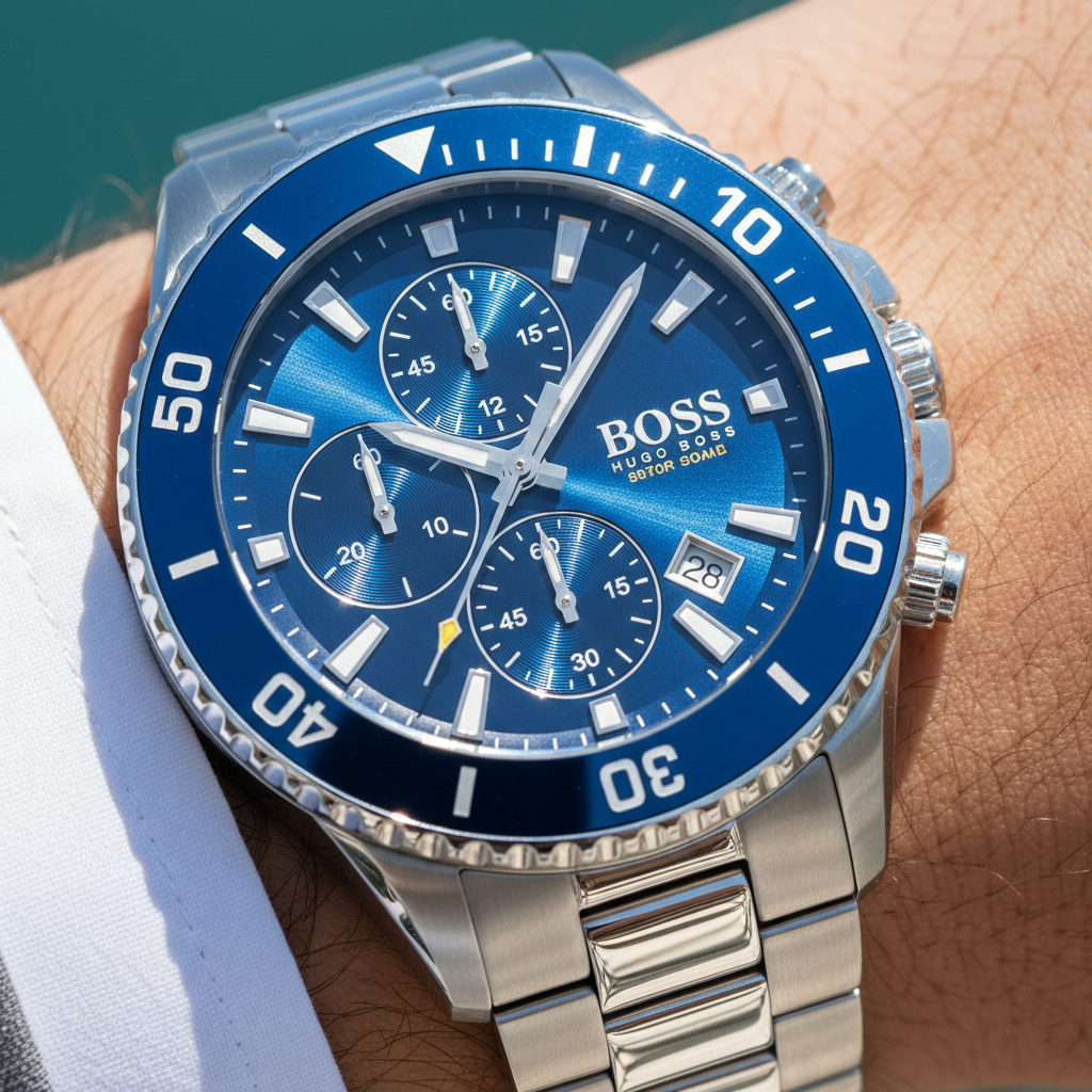 Hugo Boss Admiral 1513907 Silver-Tone Blue Dial Chronograph Men's Watch