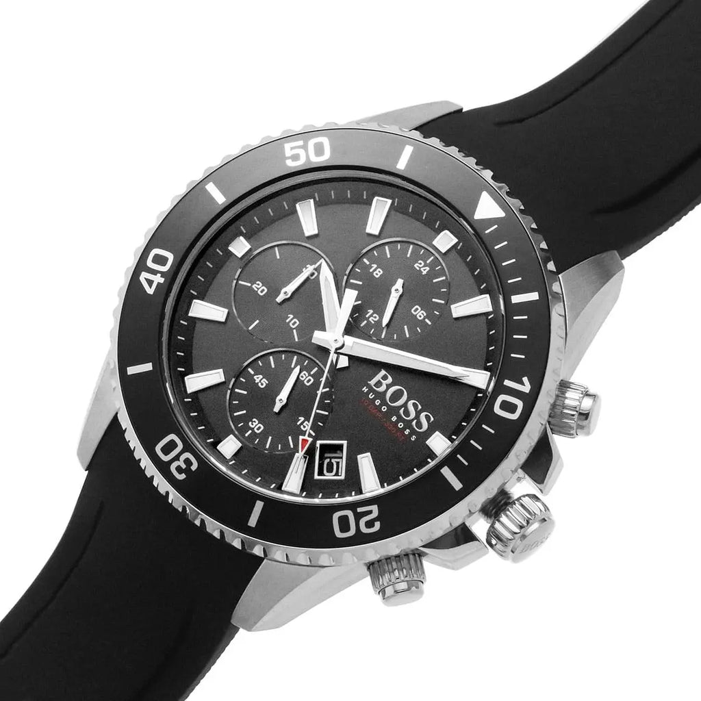 Hugo Boss Admiral 1513912 Black Dial Rubber Strap Chronograph Men's Watch