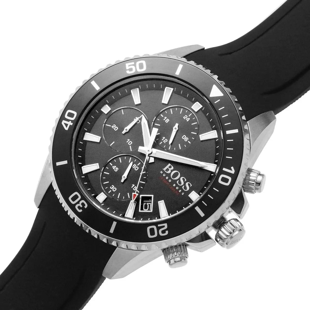Hugo Boss Admiral 1513912 Black Dial Rubber Strap Chronograph Men's Watch
