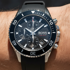 Hugo Boss Admiral 1513912 Black Dial Rubber Strap Chronograph Men's Watch