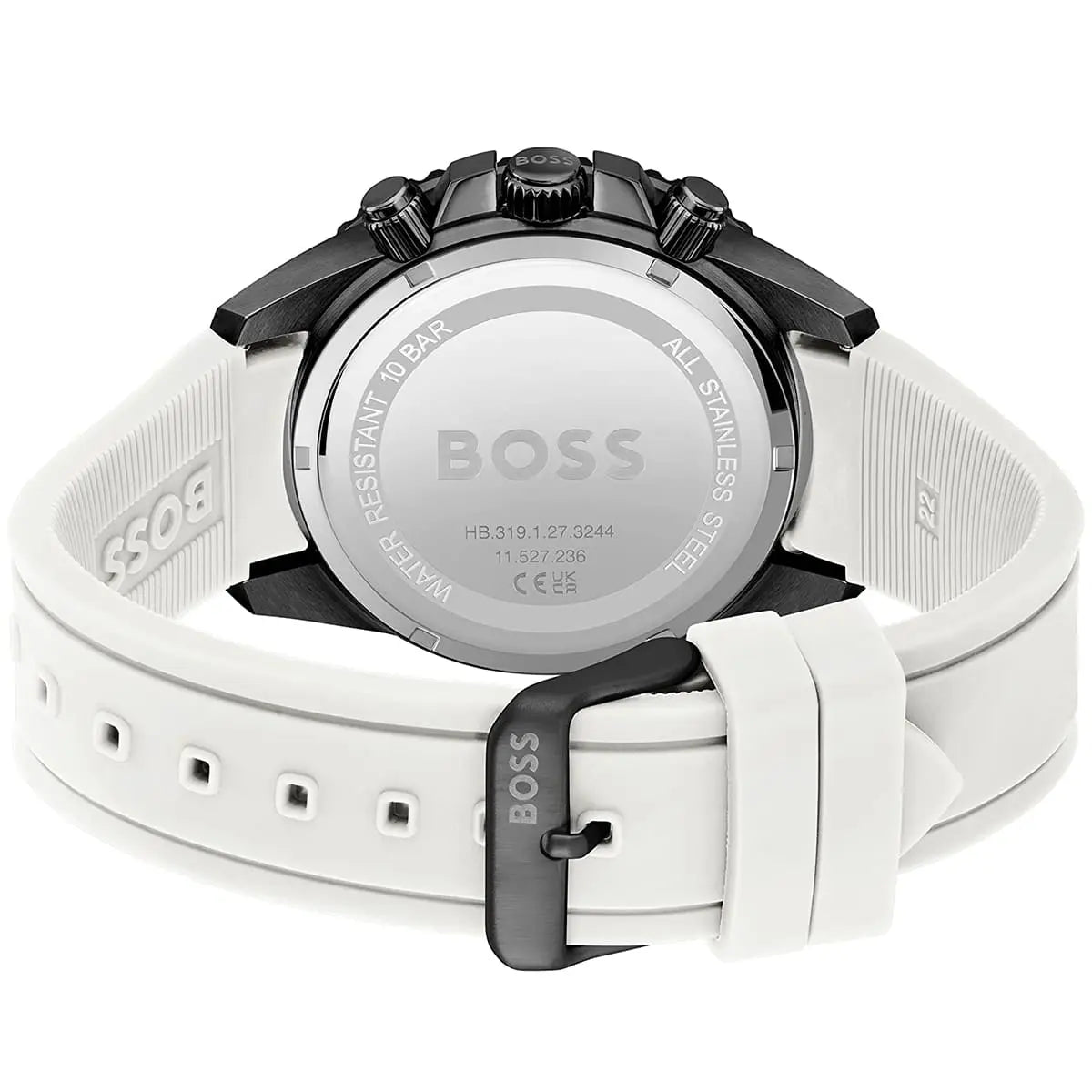 Hugo Boss Admiral 1513966 White Rubber Black Dial Chronograph Men's Watch