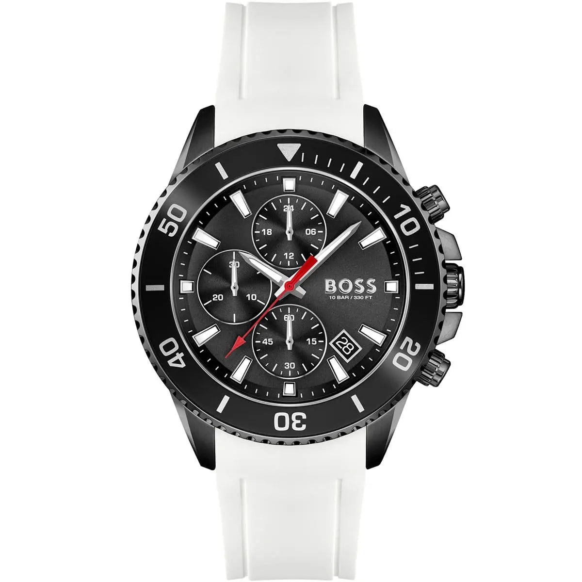 Hugo Boss Admiral 1513966 White Rubber Black Dial Chronograph Men's Watch