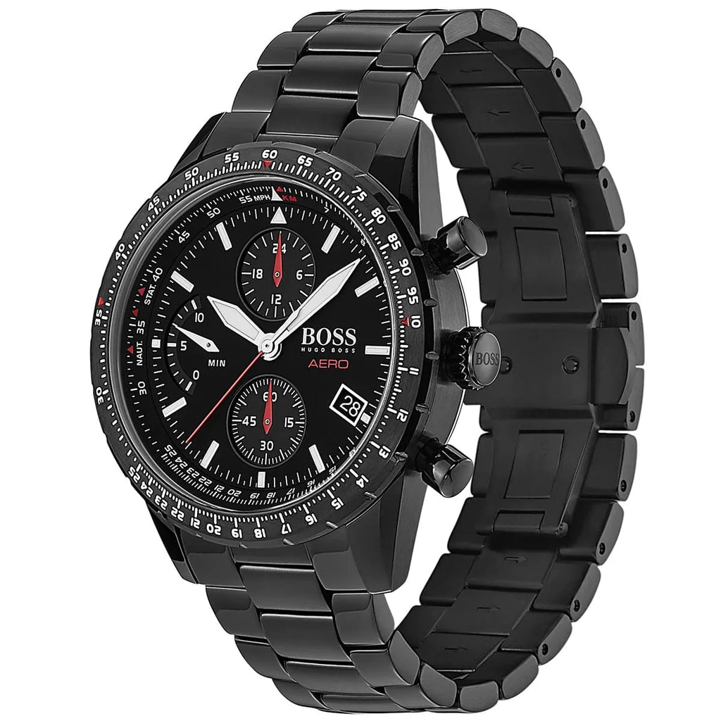 Hugo Boss Aero Mate 1513771 Black IP Chronograph Men's Watch