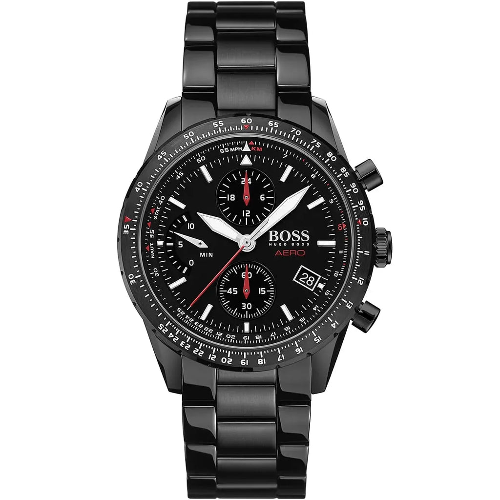 Hugo Boss Aero Mate 1513771 Black IP Chronograph Men's Watch