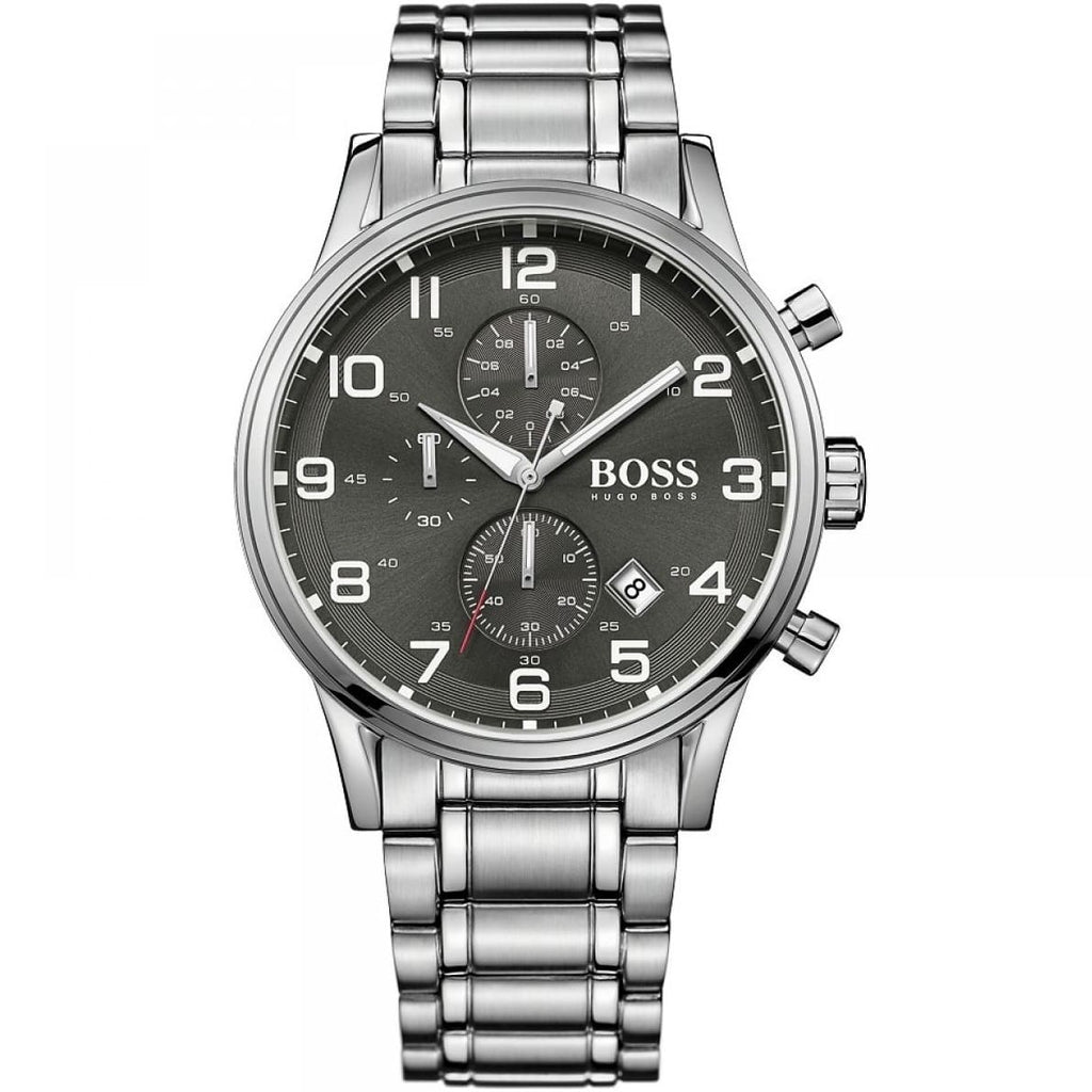 Hugo Boss Aeroliner 1513181 Silver-Tone Grey Dial Chronograph Men's Watch