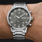Hugo Boss Aeroliner 1513181 Silver-Tone Grey Dial Chronograph Men's Watch
