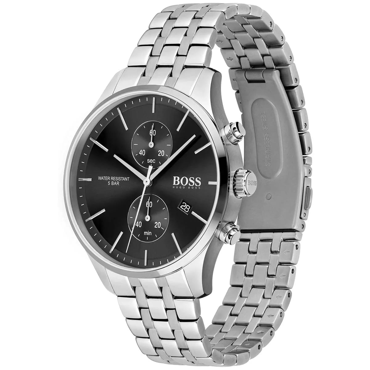 Hugo Boss Associate 1513869 Silver-Tone Black Dial Chronograph Men's Watch