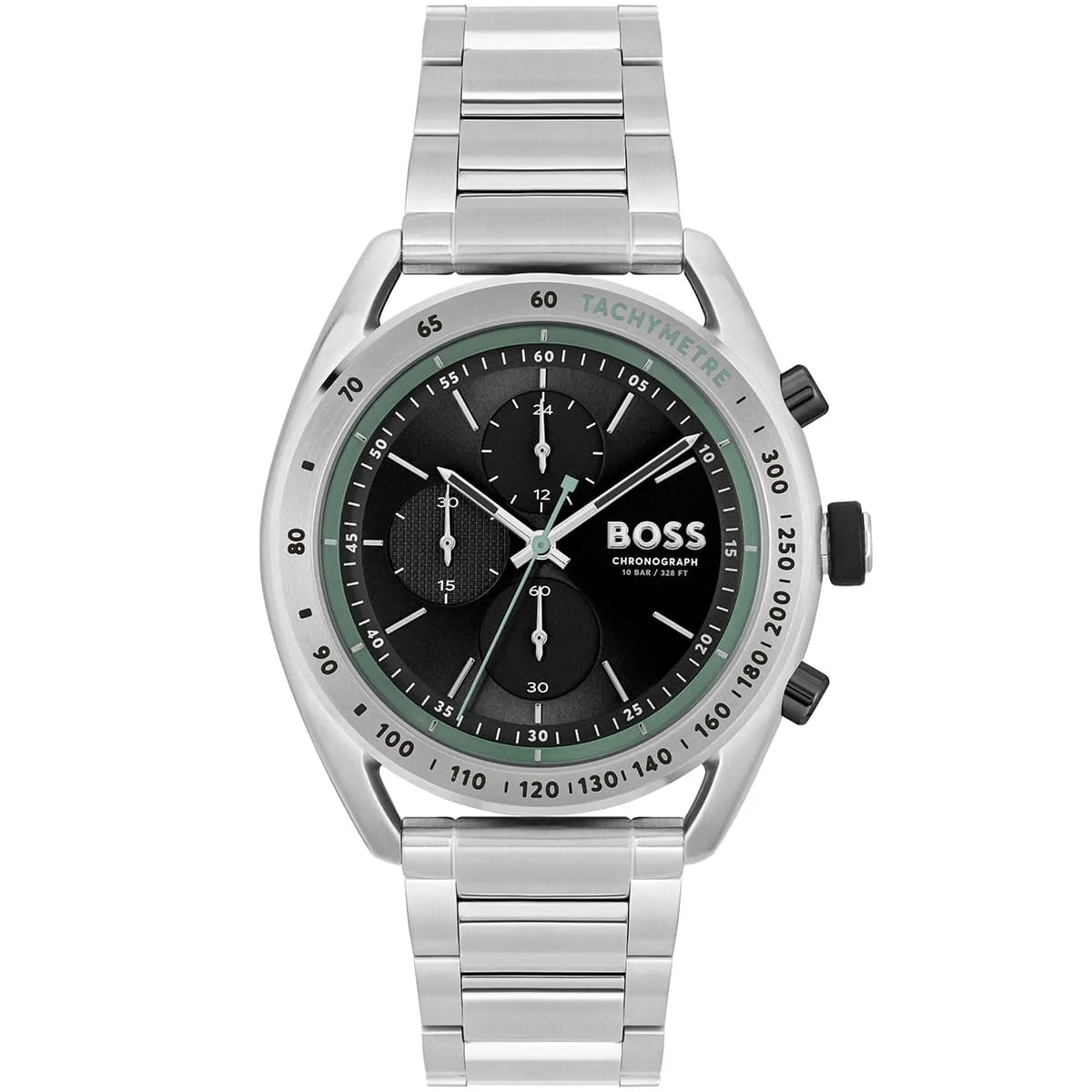 Hugo Boss Center Court 1514023 Silver-Tone Green Accents Chronograph Men's Watch