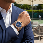 Hugo Boss Center Court 1514026 Two-Tone Silver Rose Gold Blue Dial Watch
