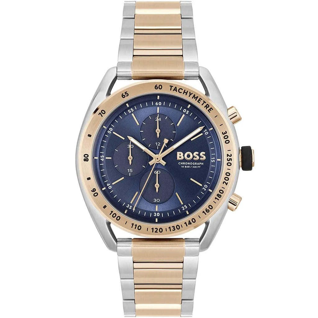 Hugo Boss Center Court 1514026 Two-Tone Silver Rose Gold Blue Dial Watch