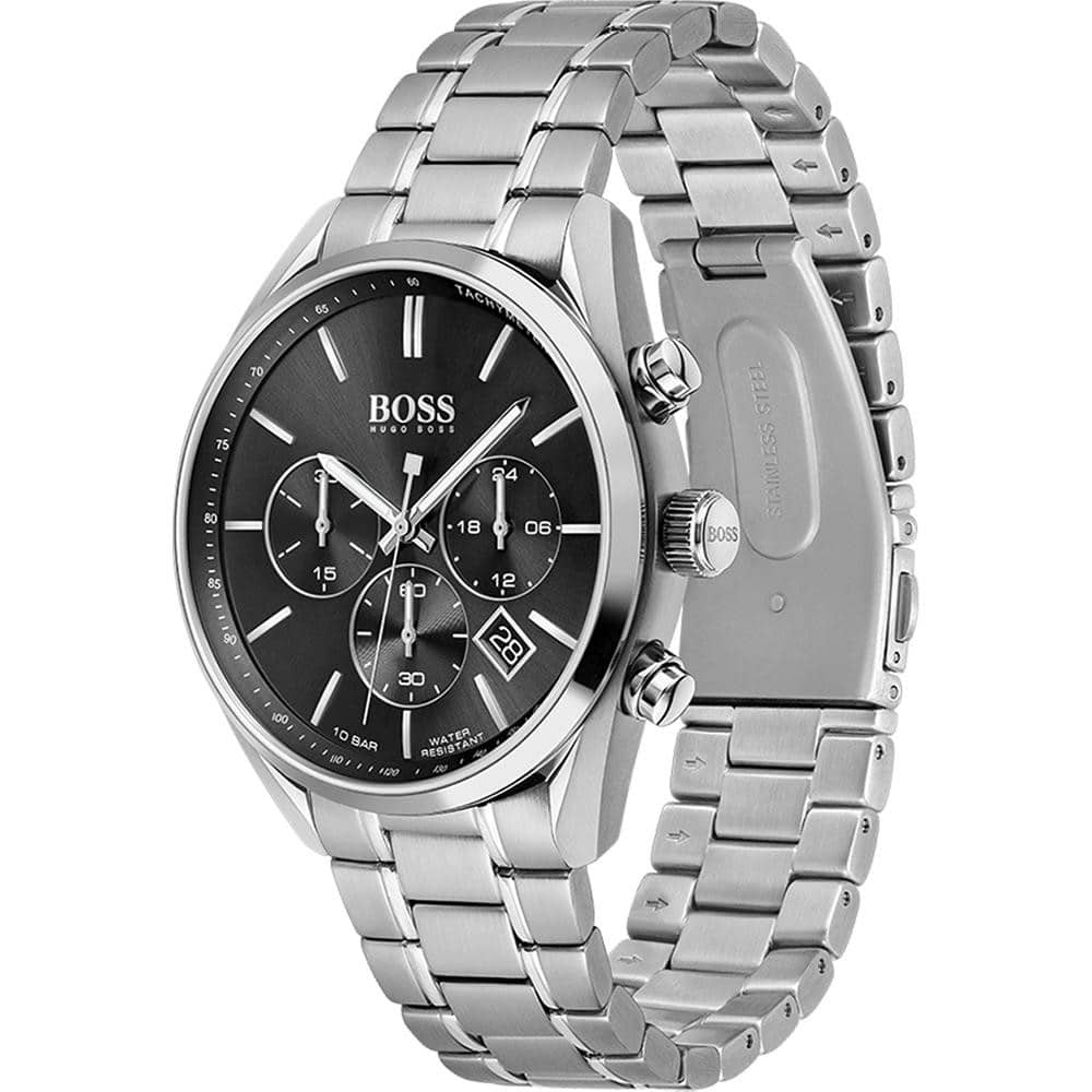 Hugo Boss Champion 1513871 Silver-Tone Black Dial Men's Watch
