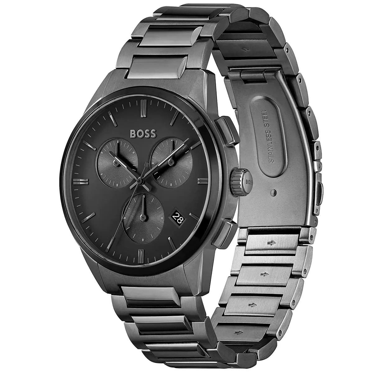 Hugo Boss Dapper 1513929 Grey IP Gunmetal Chronograph Men's Watch