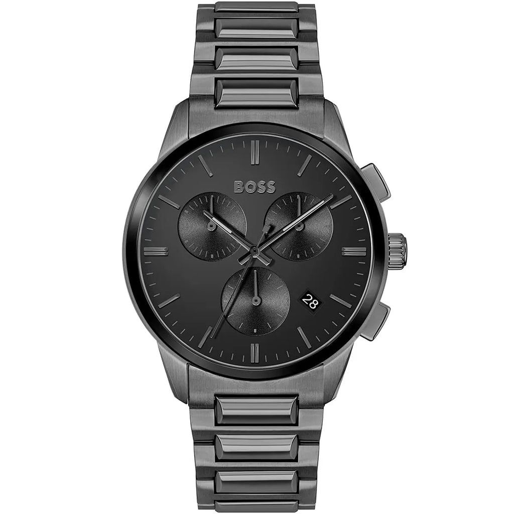 Hugo Boss Dapper 1513929 Grey IP Gunmetal Chronograph Men's Watch
