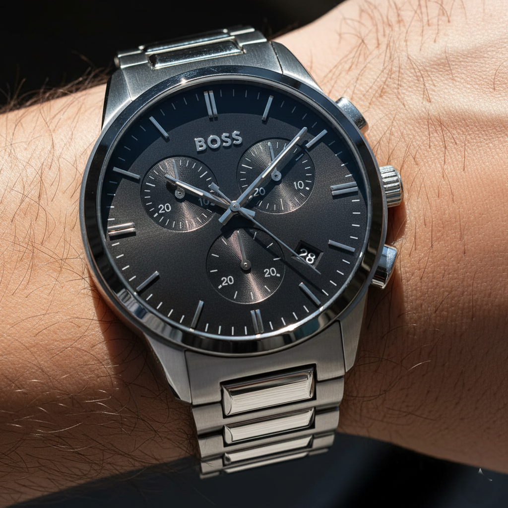 Hugo Boss Dapper 1513929 Grey IP Gunmetal Chronograph Men's Watch