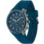Hugo Boss Distinct 1513856 Gunmetal Blue Rubber Strap Chronograph Men's Watch
