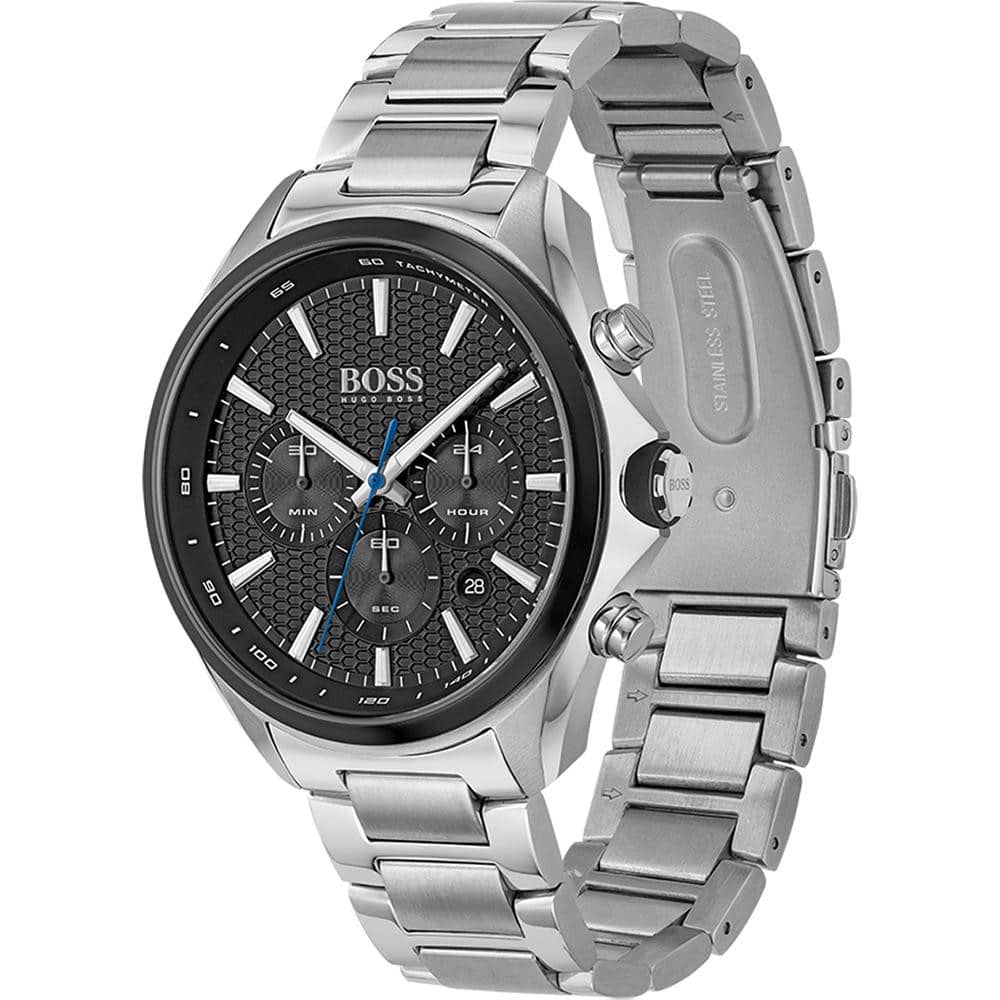 Hugo Boss Distinct 1513857 Silver Stainless Steel Black Dial Chronograph Watch
