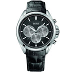 Hugo Boss Driver 1512879 Silver Stainless Steel Black Leather Chronograph Watch