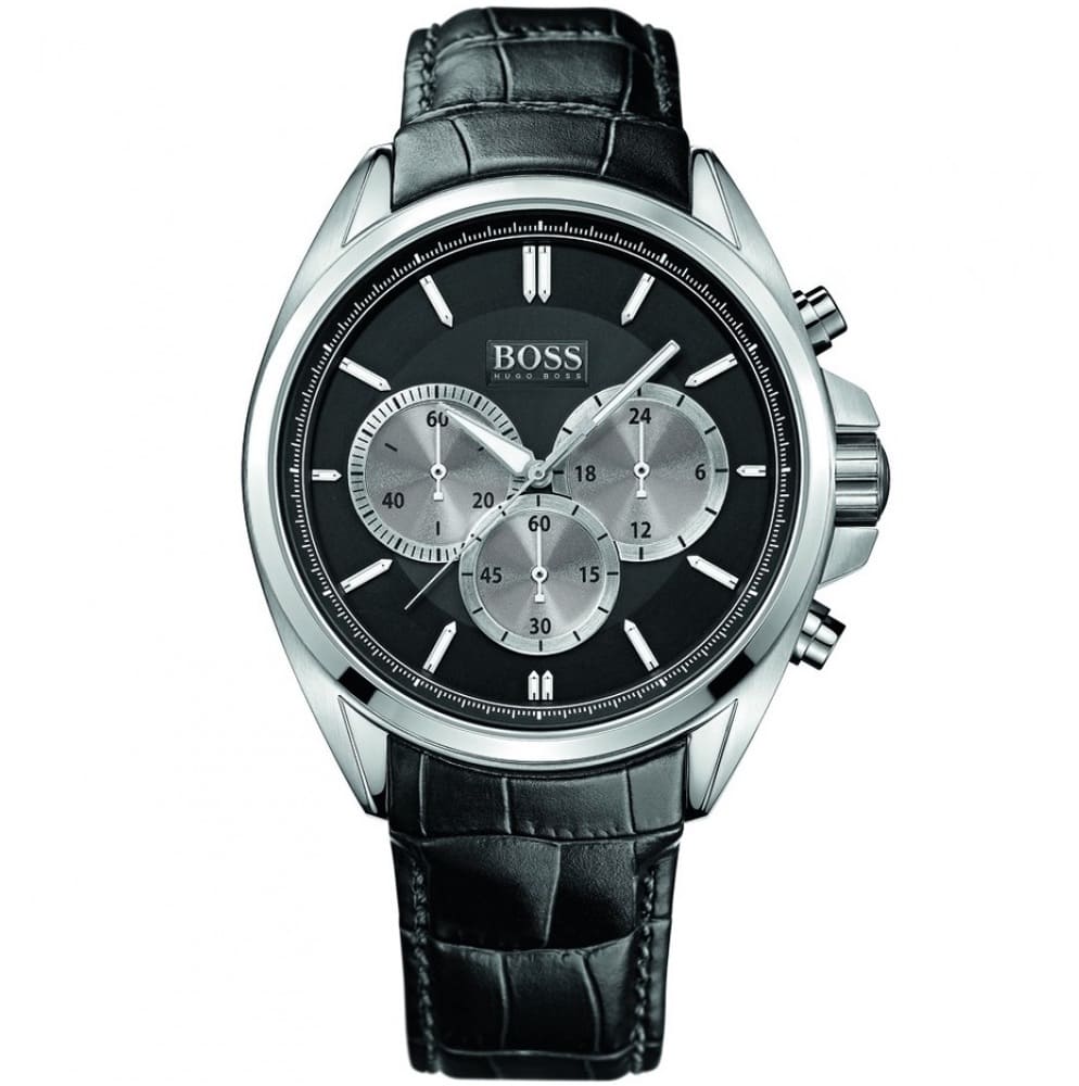 Hugo Boss Driver 1512879 Silver Stainless Steel Black Leather Chronograph Watch