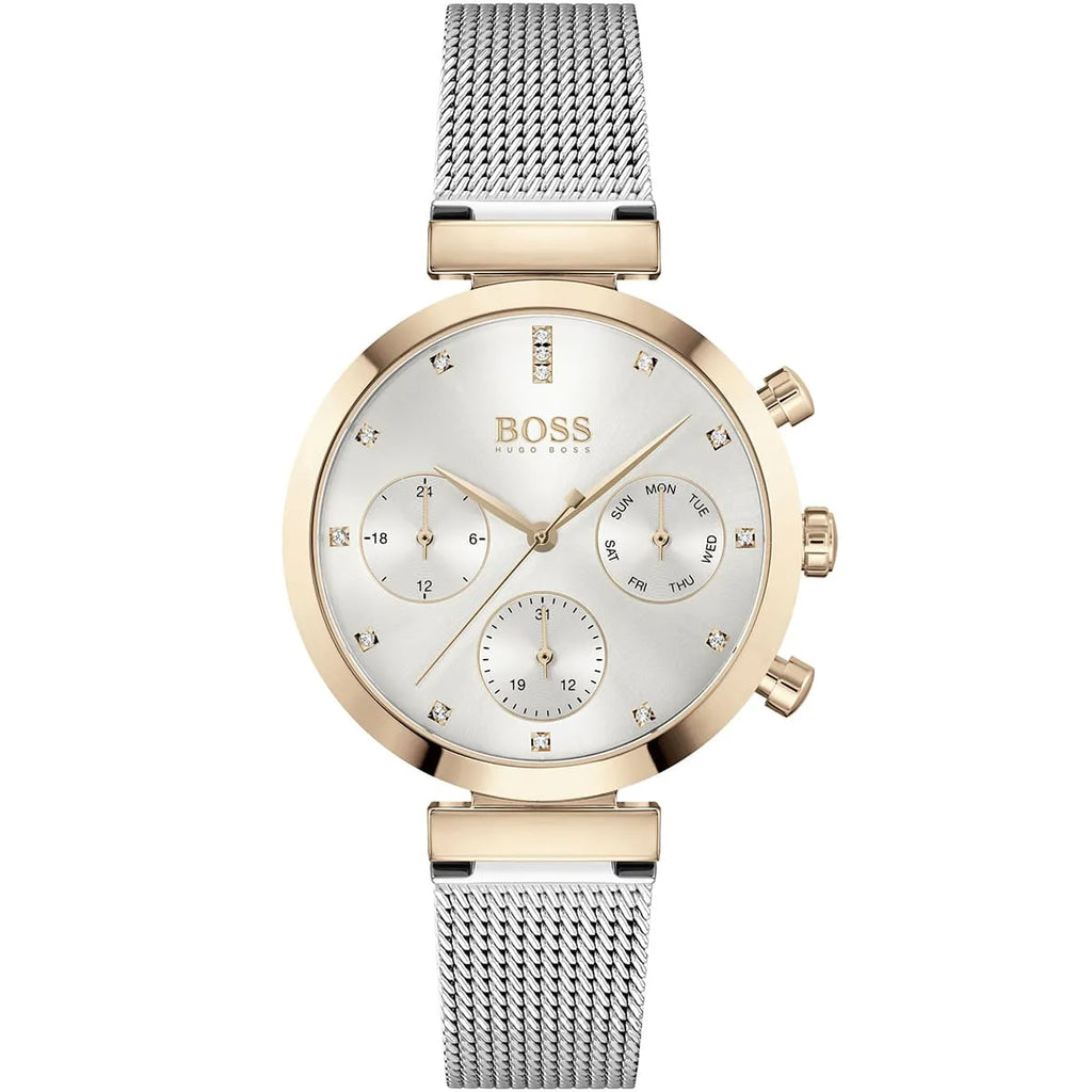 Original Hugo Boss Flawless Women's Watch - Rose Gold Mesh & Silver Dial (1502553)
