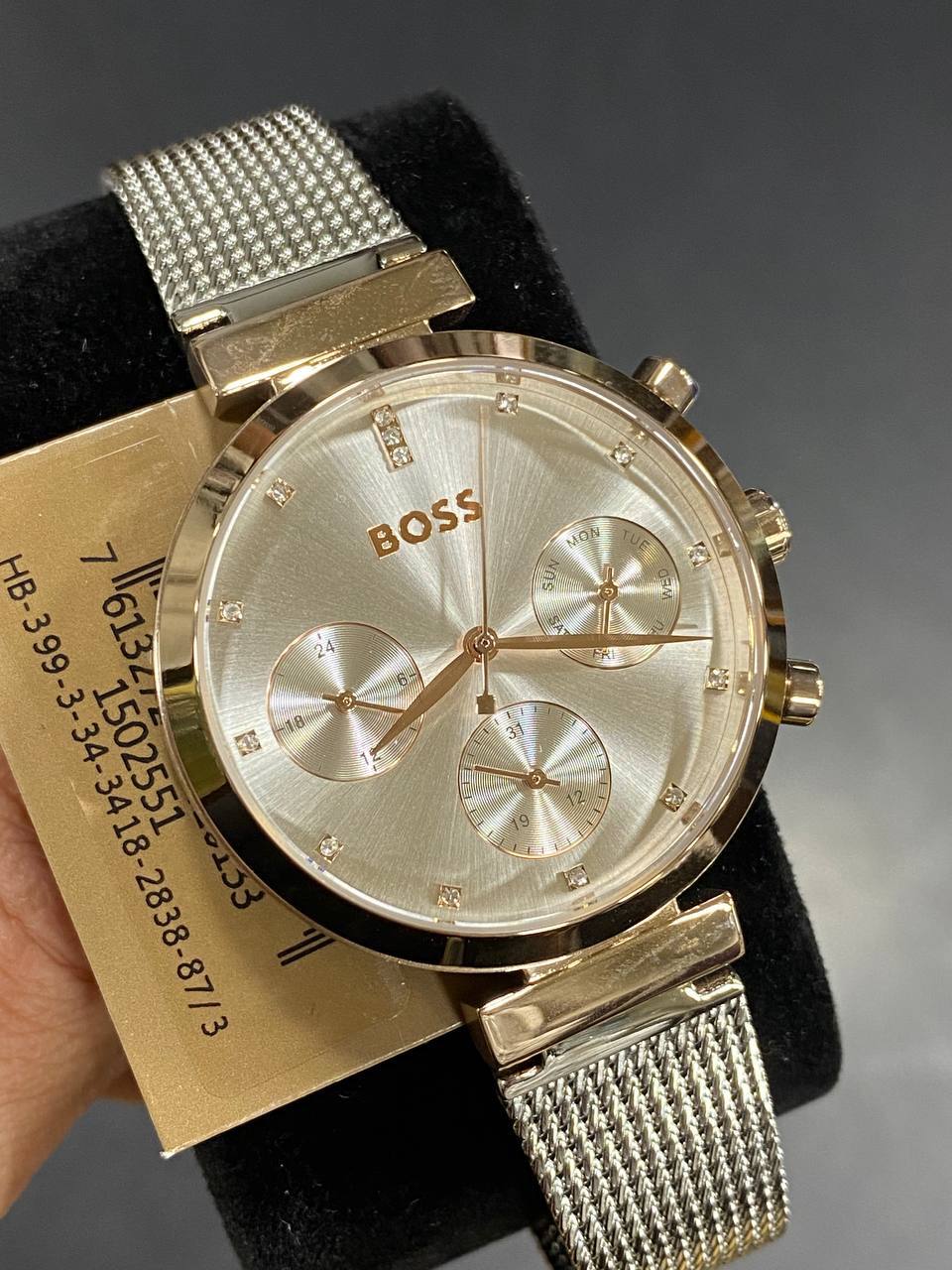 Original Hugo Boss Flawless Women's Watch - Rose Gold Mesh & Silver Dial (1502553)